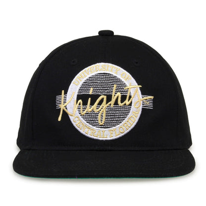 UCF Retro Circle snapback hat in black, front view