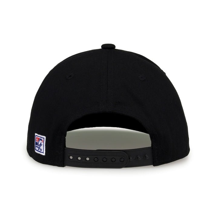 UCF Retro Circle snapback hat in black, straight rear view showing the adjustable snap closure