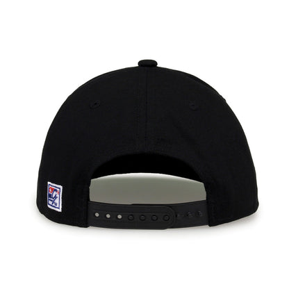 UCF Retro Circle snapback hat in black, straight rear view showing the adjustable snap closure