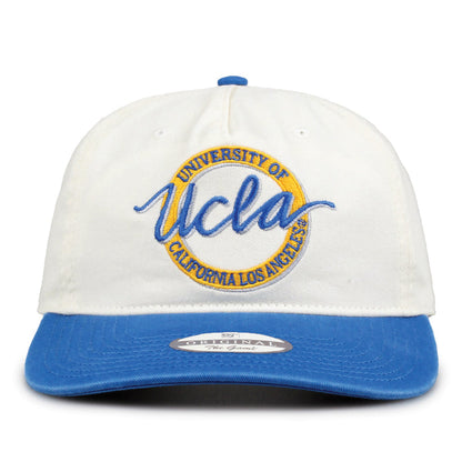 UCLA Original Circle snapback hat with embroidered school design, front view
