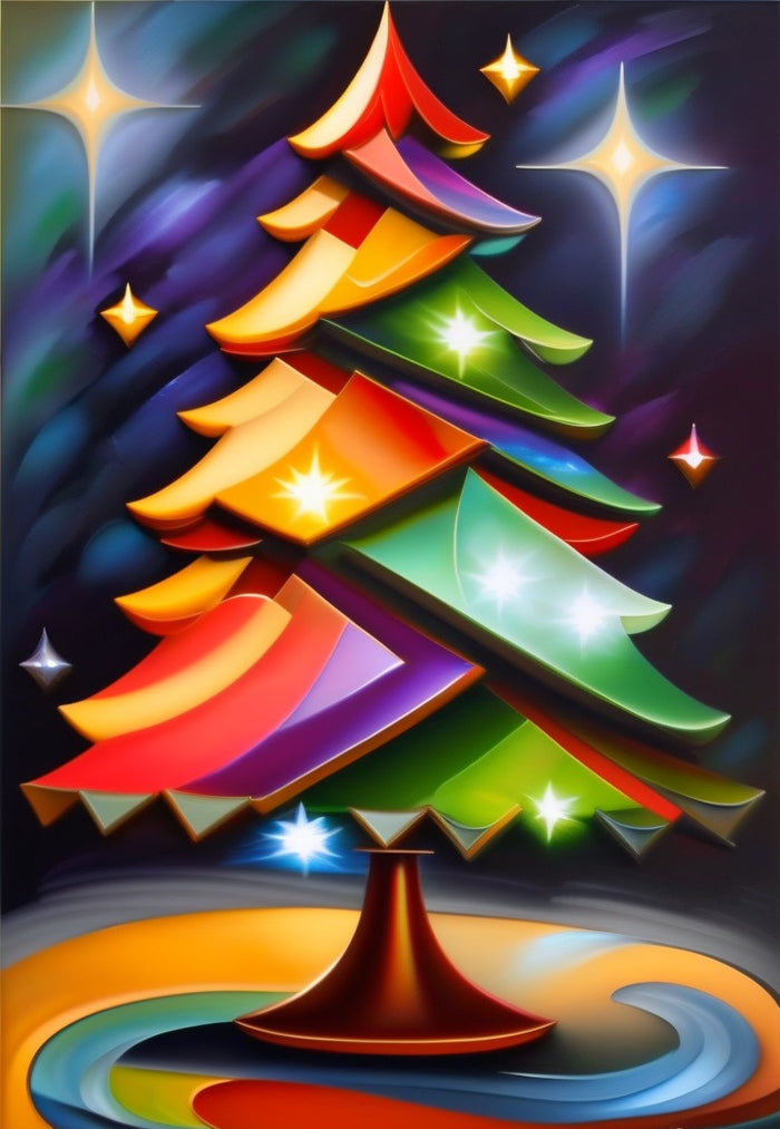 Unique Colorful Tree And Stars