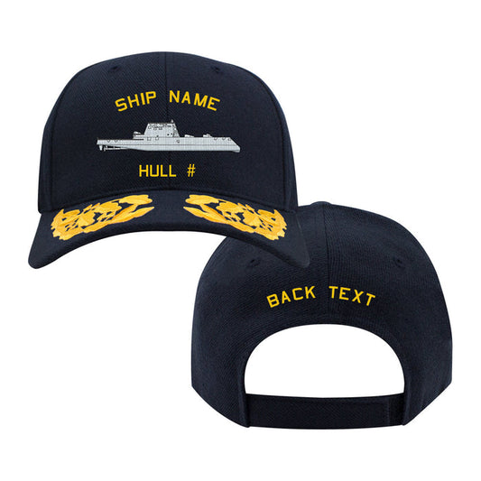 U.S. Navy Custom Ship Cap - Admiral Scrambled Eggs - Zumwalt Class Destroyer Hats and Caps