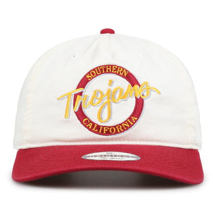 Southern California Original Circle snapback hat with embroidered school design, front view