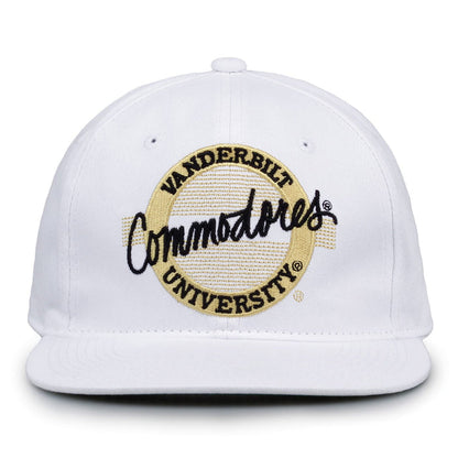 Vanderbilt Commodores Retro Circle Snapback - White, front view