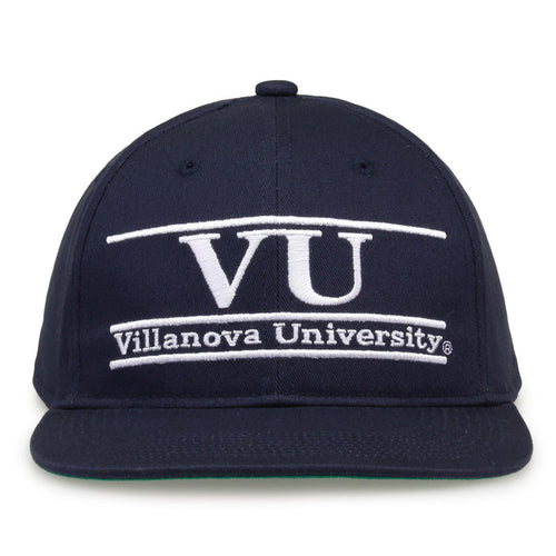 Villanova Retro Bar snapback hat in navy, front view