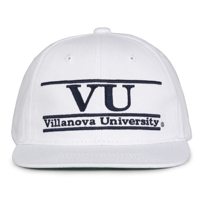 Villanova Retro Bar snapback hat in white, front view