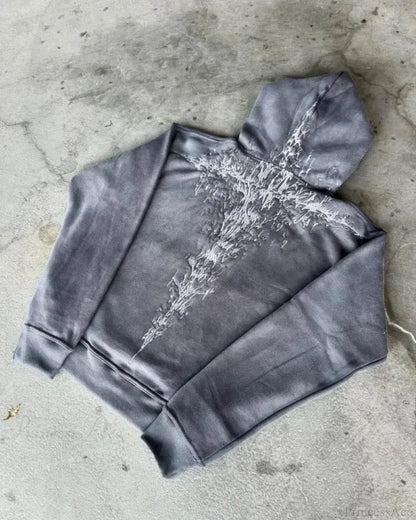 Vintage Wash Zip Up Hoodie Black4 / M