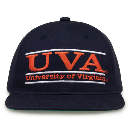 Virginia Retro Bar snapback hat in navy, front view