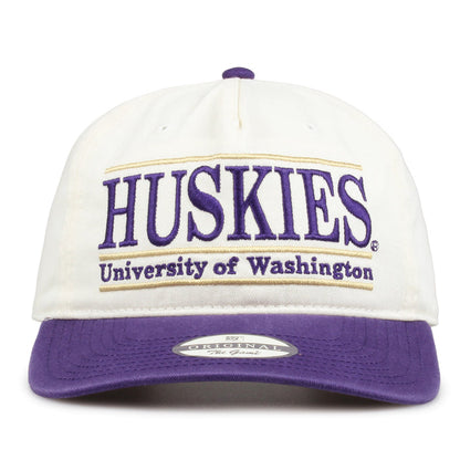 Washington Original Bar snapback hat with embroidered school design, front view