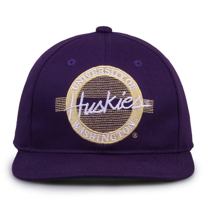 Washington Huskies Retro Circle Snapback - Purple, front view