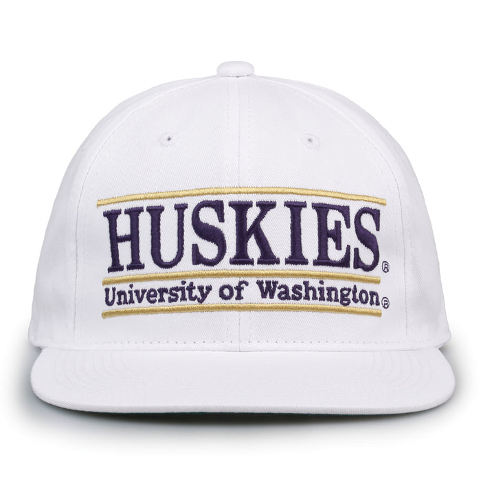 Washington Retro Bar snapback hat in white, front view