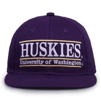Washington Retro Bar snapback hat in purple, front view