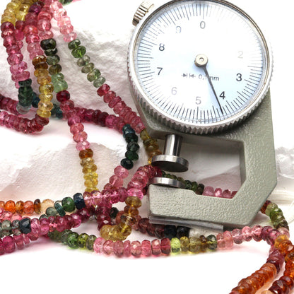 Watermelon Tourmaline 4mm Hand Faceted Rondelles Bead Strand