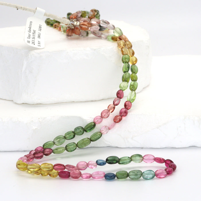 Watermelon Tourmaline 6x4mm Smooth Ovals