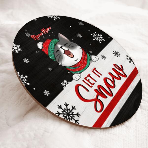 Welcome - Black Background - Custom Quote - Personalized Cat Christmas Door Sign