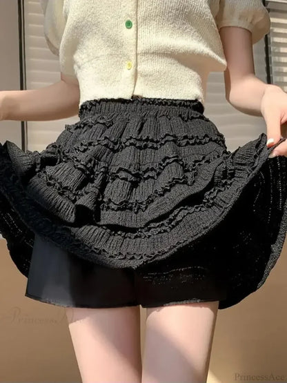 White Lace Spring Cake Skirt skirts-250223