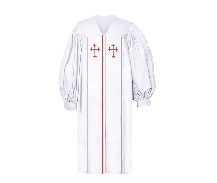 White Pulpit Robe with Trims