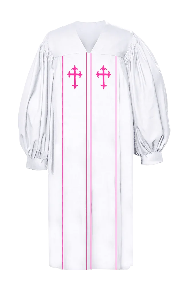 White Pulpit Robe with Trims