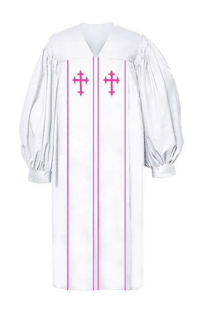 White Pulpit Robe with Trims