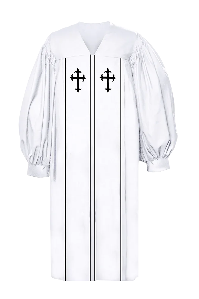 White Pulpit Robe with Trims