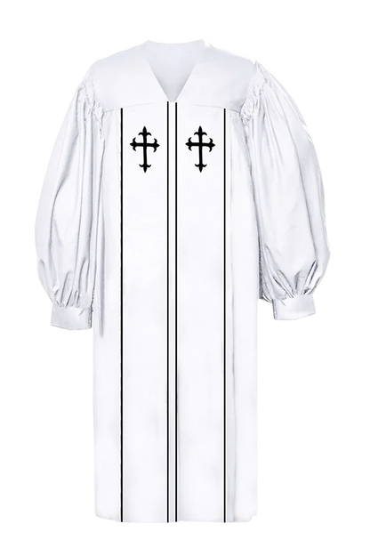 White Pulpit Robe with Trims