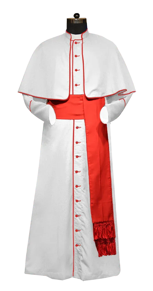 White Roman Cassock with trims