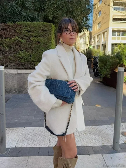 White Single Breasted Woolen Coat