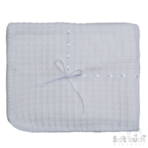 White Waffle Shawl - Ribbon (95x95cm) (PK4) SH12-W