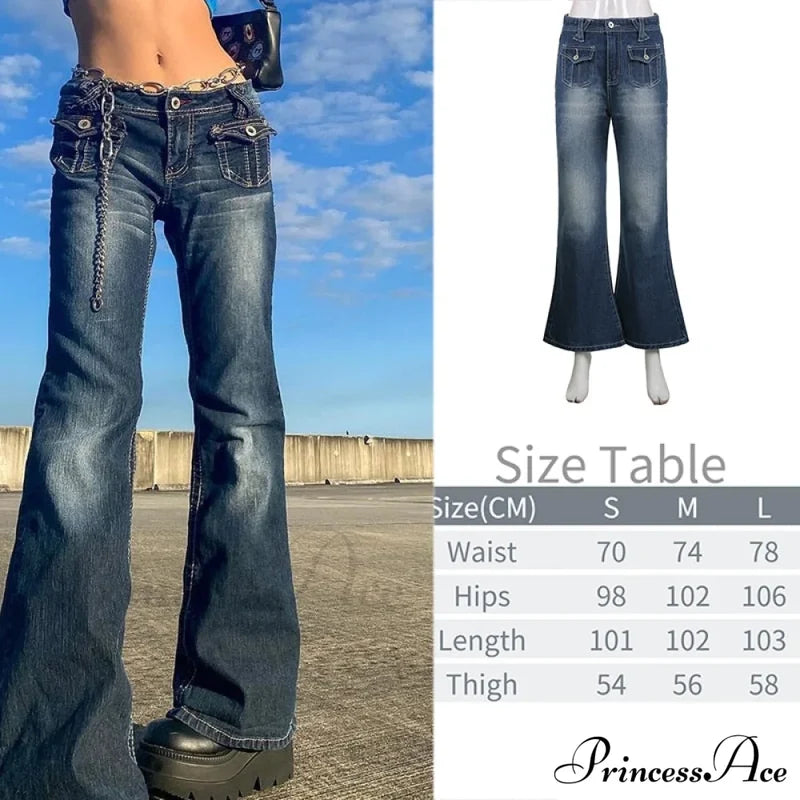 Wide Leg Oversize Y2K Patterned Baggy Winter Cargo Casual Jeans Low Autumn Waist Women’s Trousers