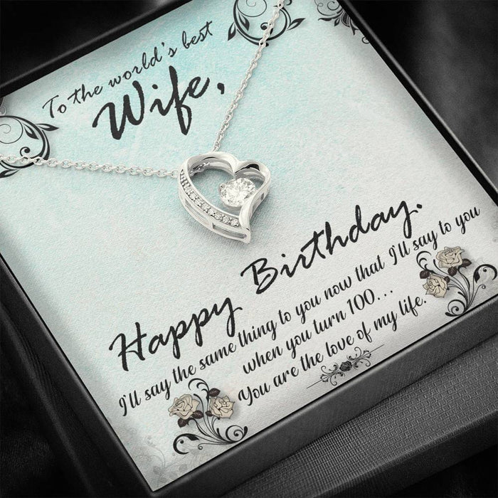 Wife Gift From Husband - Forever Love Heart Necklace: Happy Birthday