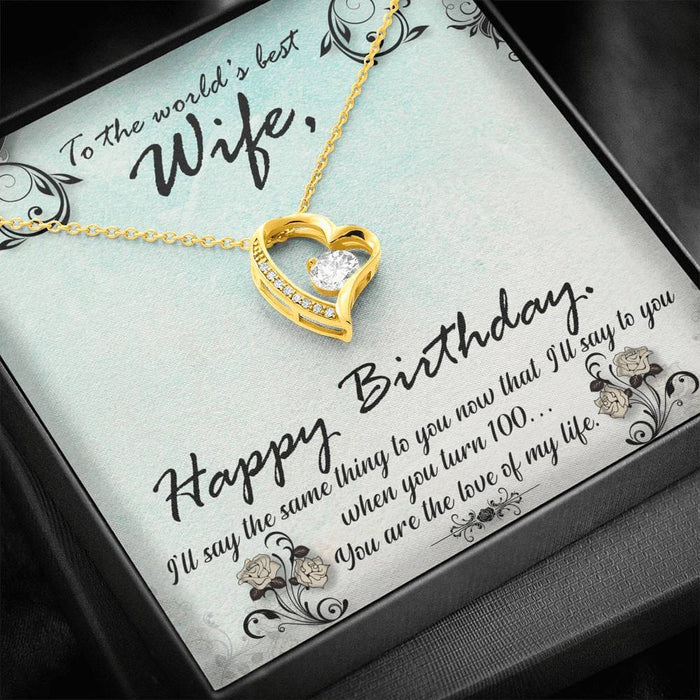 Wife Gift From Husband - Forever Love Heart Necklace: Happy Birthday