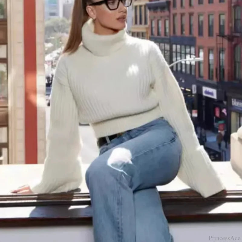 Winter Lapel Short Sweater WHITE / S