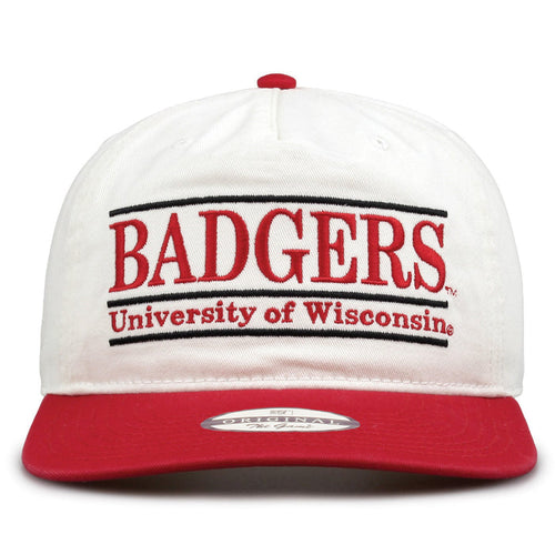 Wisconsin Original Bar snapback hat with embroidered school design, front view