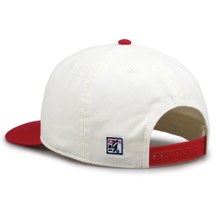 Wisconsin Original Circle snapback hat showing adjustable snap closure and The Game logo, rear view