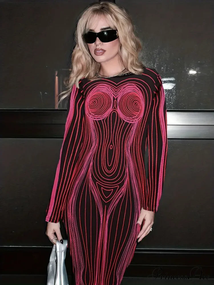 With Striped Long Body Shape Out Design Gown Cut Sleeves M / Green Green Bodcyon Party Dress