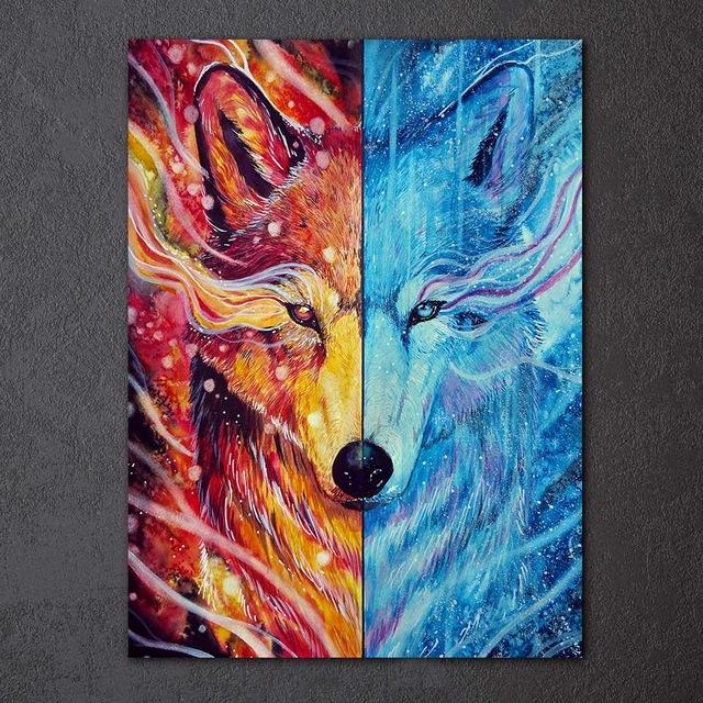 Wolf Fire Ice by Scandy Girl 1-Piece Canvas Painting