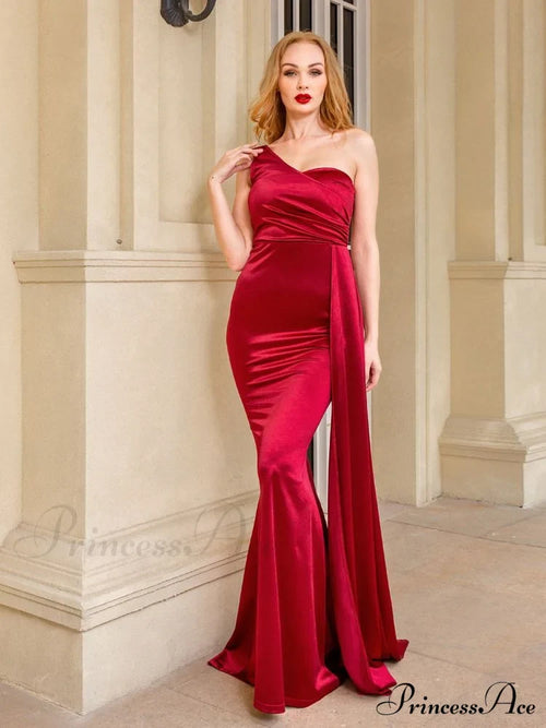 Women’s Blue Evening Green Gown Full-Length Party Royal With Sexy Satin Long Ribbon Draped Dress