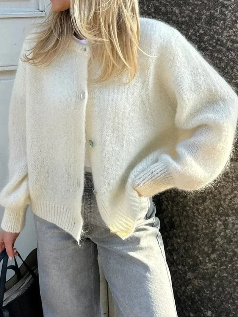 Y2K Knit Casual Cardigan Jacket WHITE / S cardiagn-250126