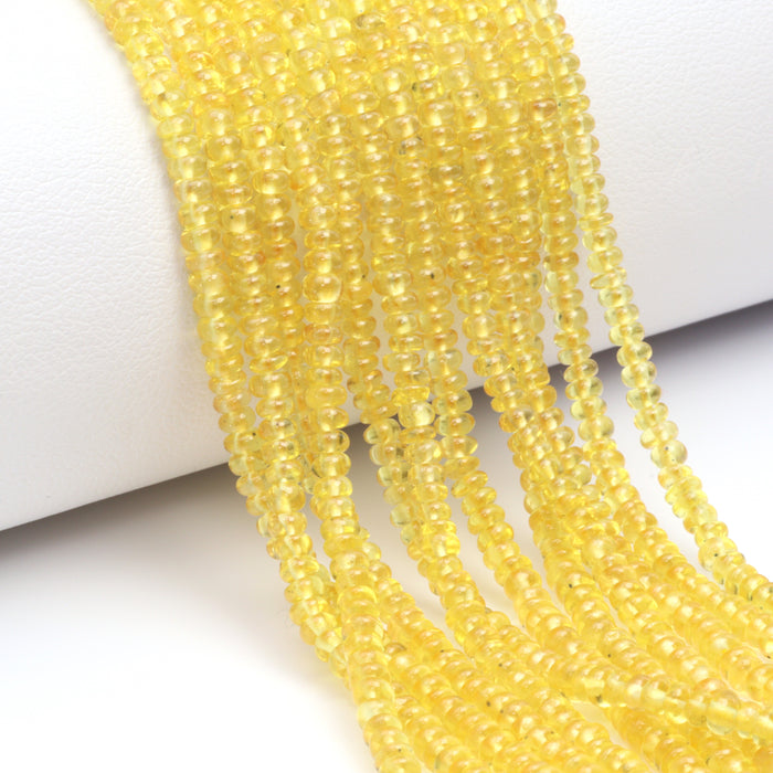 Yellow Sapphire 2.5mm - 3.0mm Smooth Rondelles Bead Strand
