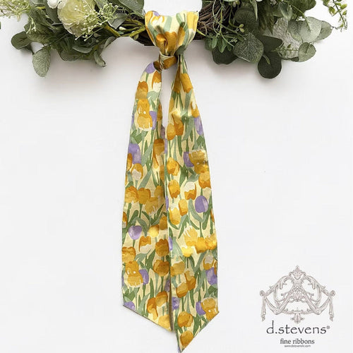 Yellow Watercolor Tulip Sash, 4“ x 56”